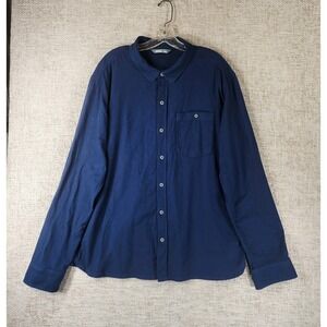 Stio Lightweight Flannel Shirt Mens XL Navy Blue Organic Cotton Hiking Outdoors